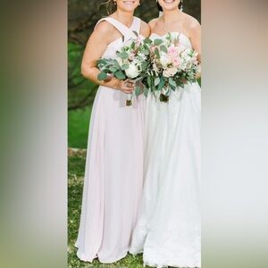 Azazie Kaleigh A-line in Blushing Pink